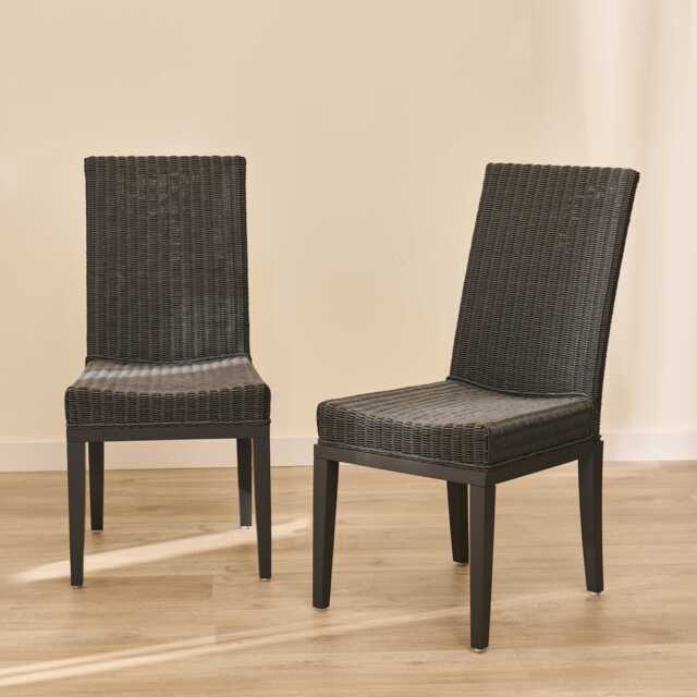 Reid Slate Grey Dining Chairs - Set of 2 - Mindi Wood Legs - image 1