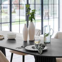 Willow Black Dining Table Set - 6 Seater - Freya Sand Dining Chairs - Black Legs - thumbnail 6