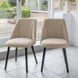 Willow Black Dining Table Set - 6 Seater - Freya Sand Dining Chairs - Black Legs - thumbnail 2
