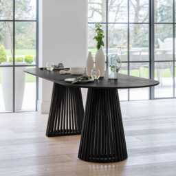 Willow Black Dining Table Set - 6 Seater - Freya Sand Dining Chairs - Black Legs - thumbnail 3