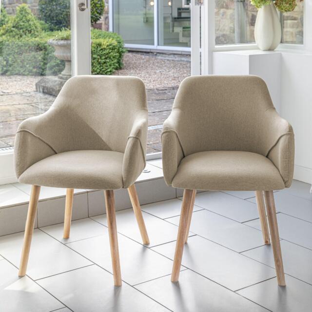 Freya Sand Armchairs - Set of 2 - Whitewash Oak Legs - image 1