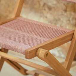 Cove White Acacia Garden Chair - Set of 2 - Mottled Pink Rope - thumbnail 4