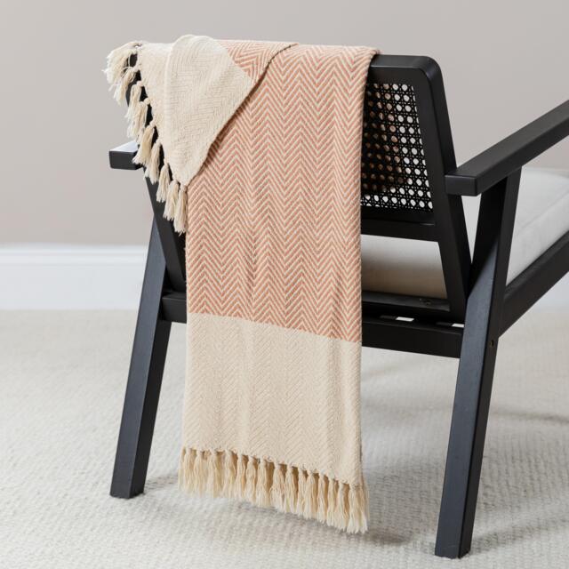 Crofton Cotton Herringbone Throw - Blush Pink - image 1
