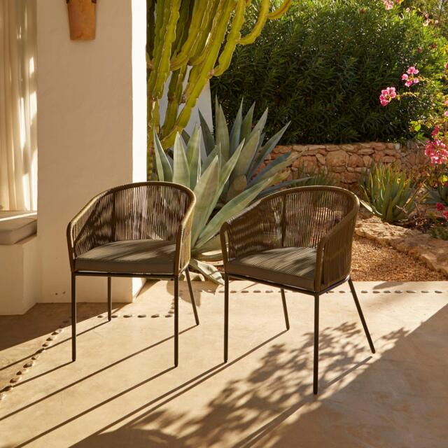 Hali Khaki Green Rope Chair with Cushion - Set of 2 - image 1