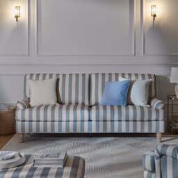 Brea 3 Seater Sofa - Blue Stripe with Whitewash Legs - thumbnail 2