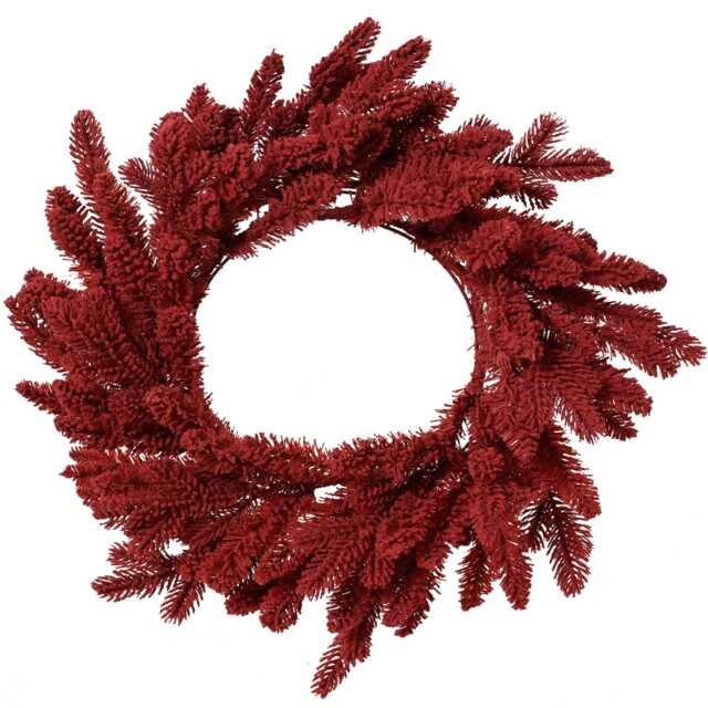 Idala 50cm Flocked Christmas Wreath - Burgundy Red - image 1