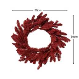 Idala 50cm Flocked Christmas Wreath - Burgundy Red - thumbnail 4