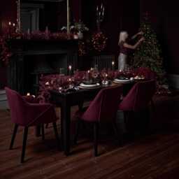 Idala 50cm Flocked Christmas Wreath - Burgundy Red - thumbnail 3