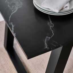 Atlas Black Marble Dining Table - Black Metal Legs - thumbnail 3