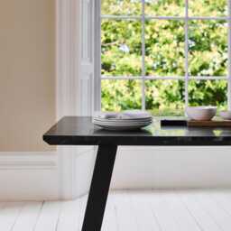 Atlas Black Marble Dining Table - Black Metal Legs - thumbnail 6