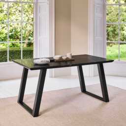 Atlas Black Marble Dining Table - Black Metal Legs - thumbnail 2