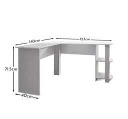 Essie Corner Desk - L-Shaped - White - thumbnail 5