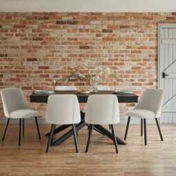 Amelia Black Extendable Dining Table Set - 6 Seater - Freya Boucle Dining Chairs - Black Legs - thumbnail 1