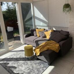 Tracy Corner Sofa - Grey Linen with Black Legs - thumbnail 2