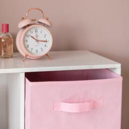 Cara 4 Cube Chalk White Bookcase Wooden Display Unit Shelving Storage Bookshelf Shelves - Pink Basket - thumbnail 3