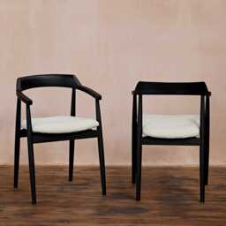 Carter Boucle Dining Armchairs - Set of 2 - Black Oak Legs - thumbnail 2