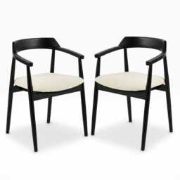 Carter Boucle Dining Armchairs - Set of 2 - Black Oak Legs - thumbnail 6