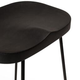 Aiden Black Mango Wood Backless Bar Stools - Set of 2 - Black Iron Legs - thumbnail 5
