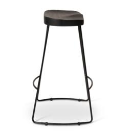 Aiden Black Mango Wood Backless Bar Stools - Set of 2 - Black Iron Legs - thumbnail 4