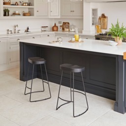 Aiden Black Mango Wood Backless Bar Stools - Set of 2 - Black Iron Legs - thumbnail 2