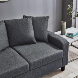 Tracy 2 Seater Sofa - Grey Linen with Black Legs - thumbnail 5