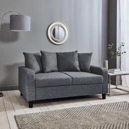 Tracy 2 Seater Sofa - Grey Linen with Black Legs - thumbnail 2