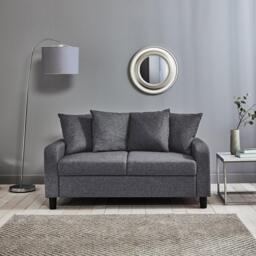 Tracy 2 Seater Sofa - Grey Linen with Black Legs - thumbnail 3