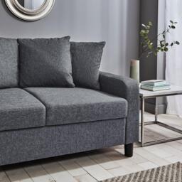 Tracy 2 Seater Sofa - Grey Linen with Black Legs - thumbnail 4