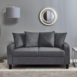 Tracy 2 Seater Sofa - Grey Linen with Black Legs - thumbnail 1