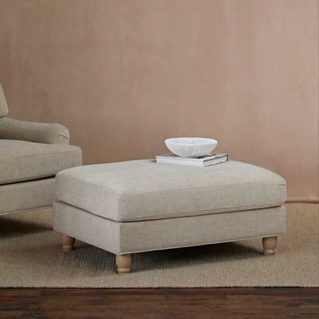 Brea Mink Taupe Footstool - Whitewash Oak Legs - image 1