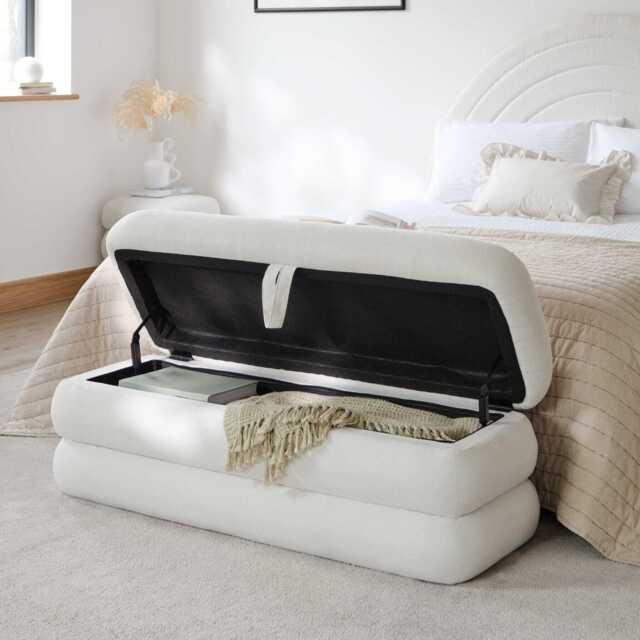 Fleur Large Ottoman Footstool - Ivory - image 1
