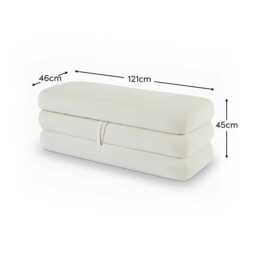 Fleur Large Ottoman Footstool - Ivory - thumbnail 6