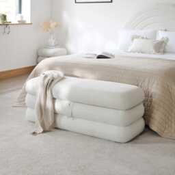 Fleur Large Ottoman Footstool - Ivory - thumbnail 2