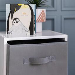 Cara 3 Tier Chalk White Cube Storage Unit - Grey Baskets - thumbnail 4
