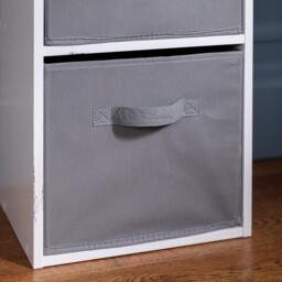 Cara 3 Tier Chalk White Cube Storage Unit - Grey Baskets - thumbnail 5