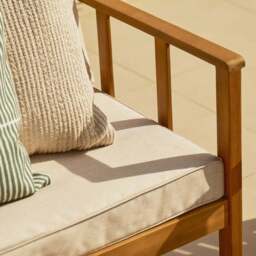 Harrelson Wooden Garden Sofa Set with Grey Lean Over Parasol - Sand - thumbnail 4