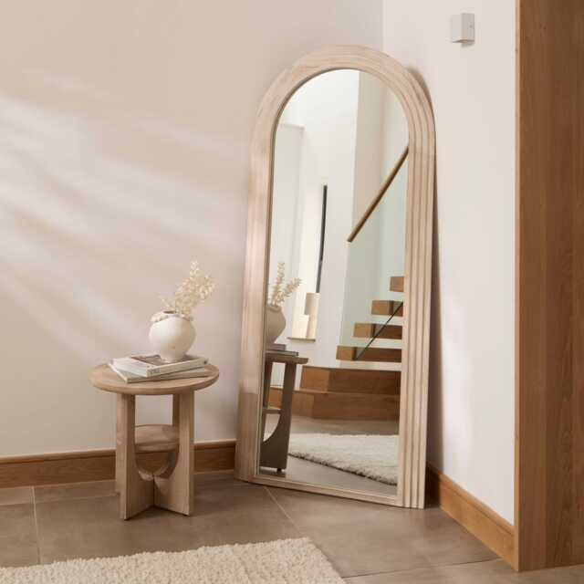 Kubu 180 x 80cm Wooden Arch Mirror - Whitewash - image 1