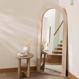 Kubu 180 x 80cm Wooden Arch Mirror - Whitewash - thumbnail 1