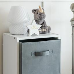 Cara 4 Tier Storage Unit / Chalk White Bookcase with Grey Boxes - thumbnail 4
