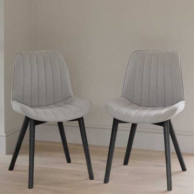 Bella Cloud Grey Dining Chairs - Set Of 2 - Black Oak Legs - image 1