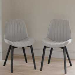 Bella Cloud Grey Dining Chairs - Set Of 2 - Black Oak Legs