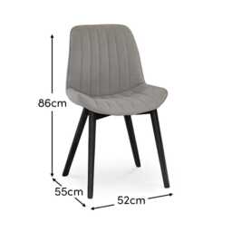 Bella Cloud Grey Dining Chairs - Set Of 2 - Black Oak Legs - thumbnail 6