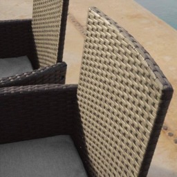 Marston 4 Seater Rattan Garden Dining Set with Grey Parasol - Black - Glass Top - thumbnail 5