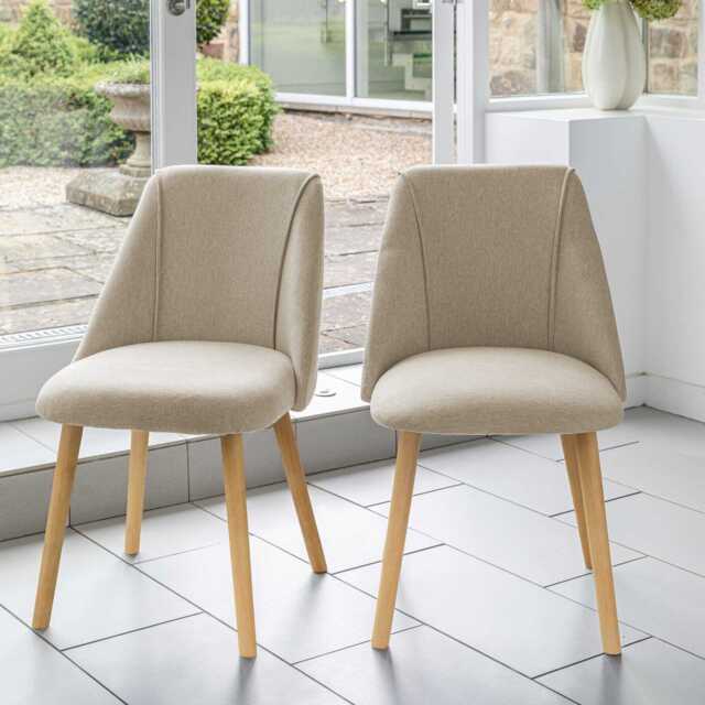 Freya Sand Dining Chairs - Set of 2 - Pale Oak Legs - image 1