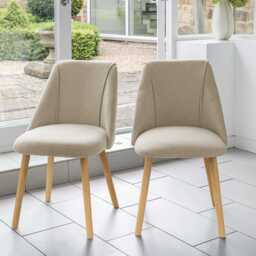Freya Sand Dining Chairs - Set of 2 - Pale Oak Legs - thumbnail 1