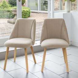 Freya Sand Dining Chairs - Set of 2 - Pale Oak Legs - thumbnail 1