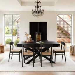 Amelia Black Extending Dining Table Set - 6 Seater - Faye Wooden Black Dining Chairs - thumbnail 1