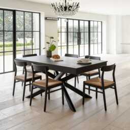 Amelia Black Extending Dining Table Set - 6 Seater - Faye Wooden Black Dining Chairs - thumbnail 4