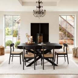 Amelia Black Extending Dining Table Set - 6 Seater - Faye Wooden Black Dining Chairs - thumbnail 1