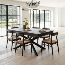 Amelia Black Extending Dining Table Set - 6 Seater - Faye Wooden Black Dining Chairs - thumbnail 4